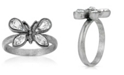 2028 Pewter Crystal Butterfly Ring